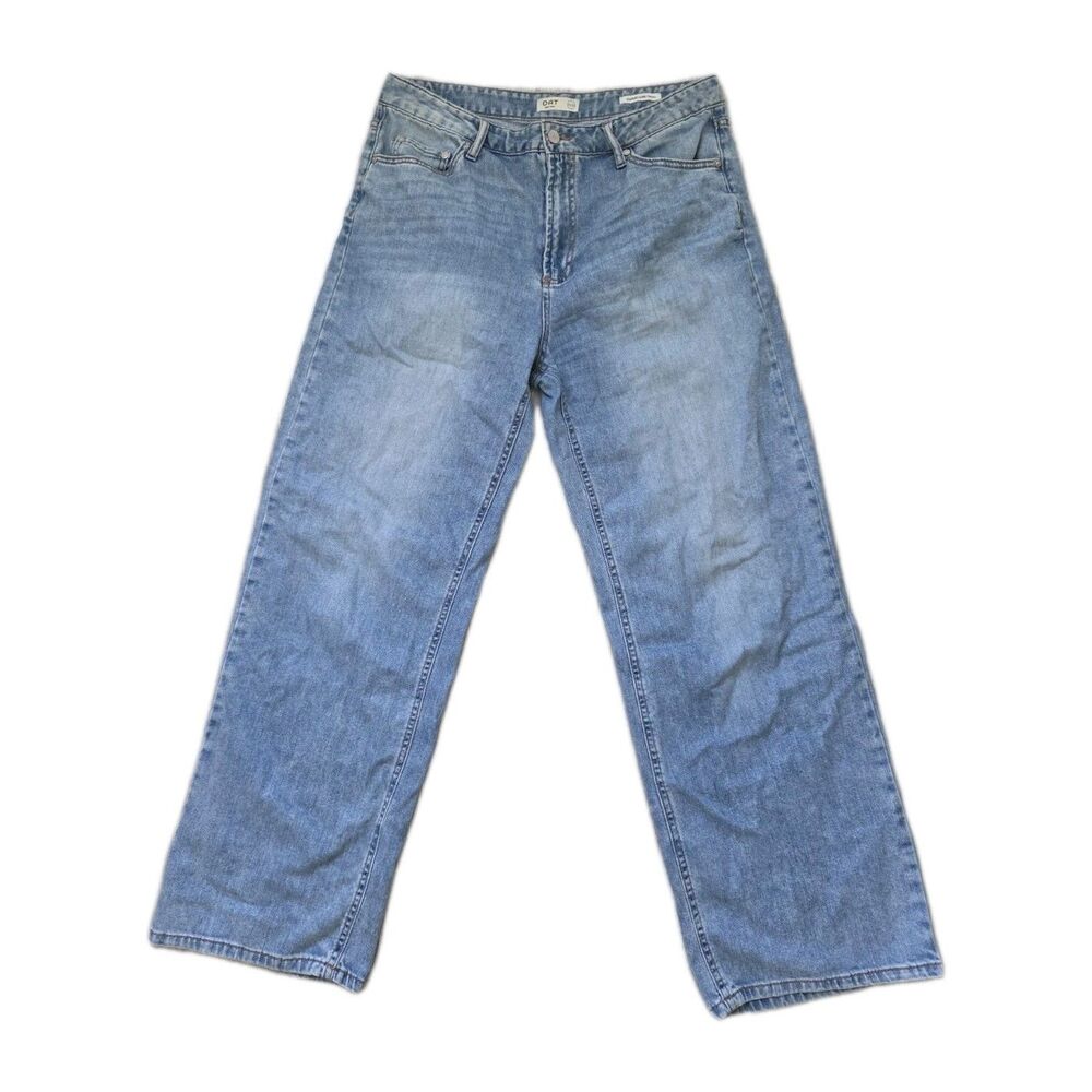 OAT New York Cloud Luxe Wide Leg Jeans Light Wash High Rise Womens 12/31 EUC